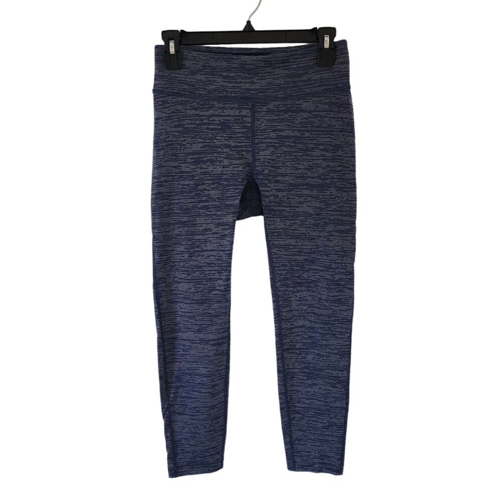 Outdoor Voices Womens Leggings Medium Blue Striped Stretchy Cropped Ankle Pants